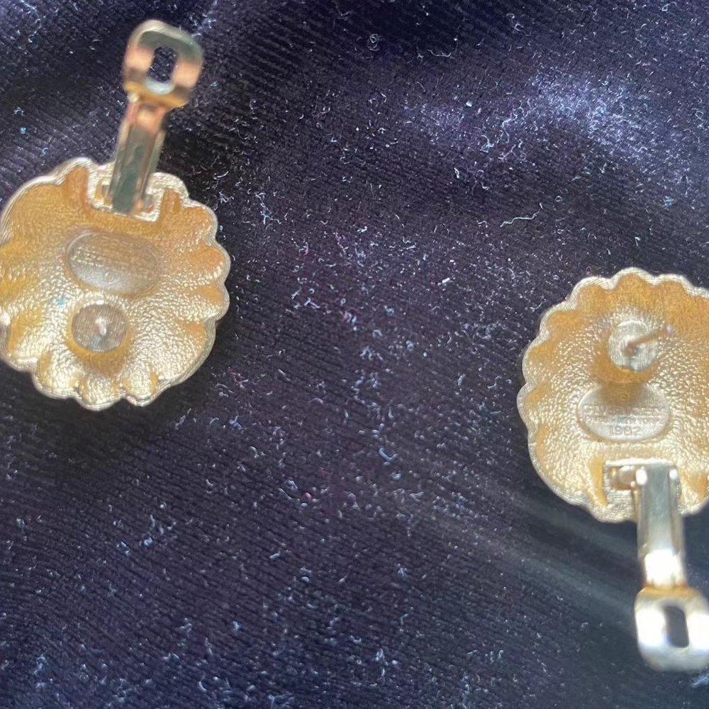 Vintage Givenchy Signed Pierced Button Earrings F… - image 6